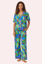 A lady wearing Arizona Long Knit Pj Set In Lobster Lounge