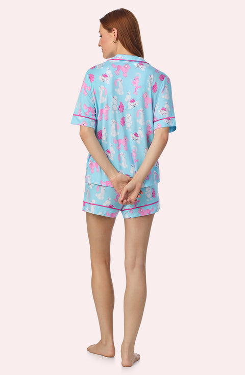 A lady wearing Aspen Knit Pj Set In Show Poodles