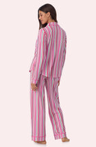 A lady wearing Charlotte Knit Pj Set In Sweet Stripe