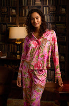 A lady wearing Charlotte Pj Set In Rosy Roar