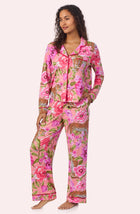 A lady wearing Charlotte Pj Set In Rosy Roar