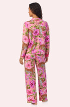 A lady wearing Charlotte Pj Set In Rosy Roar