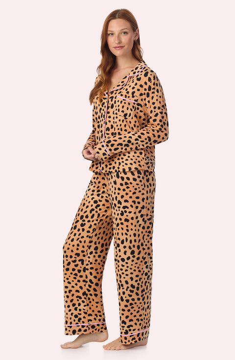 A lady wearing Charlotte Pj Set In Wild At Heart