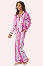 A lady wearing Charlotte Pj Set In Spots & Stripes