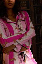A lady wearing Charlotte Pj Set In Spots & Stripes