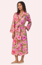 A lady wearing Madilyn Robe In Rosy Roar