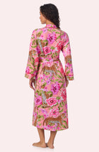 A lady wearing Madilyn Robe In Rosy Roar