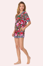 A lady wearing Sienna Short Knit Pj Set In Scarlet Safari