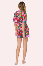 A lady wearing Sienna Short Knit Pj Set In Scarlet Safari