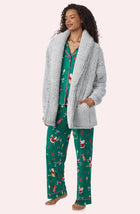 A Lady Wearing Blake Sherpa Short Jacket In Frosted Slate in a front view standing pose