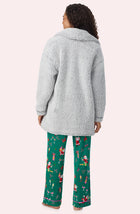 A Lady Wearing Blake Sherpa Short Jacket In Frosted Slate in a back view pose