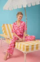 A Lady Wearing Sienna Long Knit Pj Set In Pinch Me