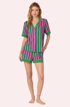 Sienna Short Knit Pj Set In Fuchsia And Fern