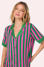 Sienna Short Knit Pj Set In Fuchsia And Fern