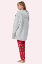 A lady wearing Aubrie Sherpa Short Jacket In Frosted Slate