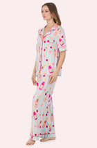 A Lady Wearing Dakota Long Knit Pj Set In Bottle Service in a side angled pose