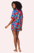 A lady wearing Dakota Short Knit Pj Set In Sapphire Safari