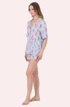 A Lady Wearing Dakota Short Knit Pj Set In Rodeo Ready in a side angled pose