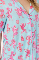 A Lady Wearing Dakota Short Knit Pj Set In Rodeo Ready in a front detail view pose