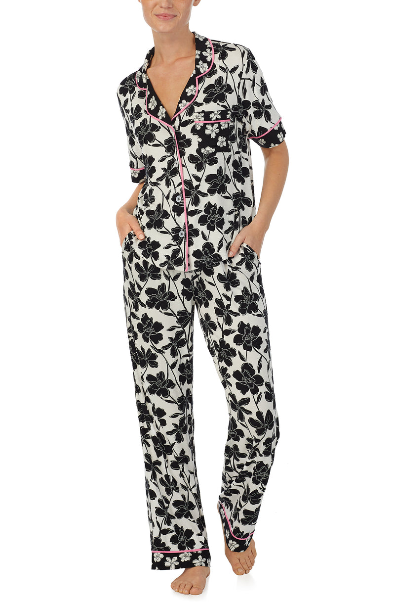 A lady wearing Dakota Pj Set In Shadow Floral