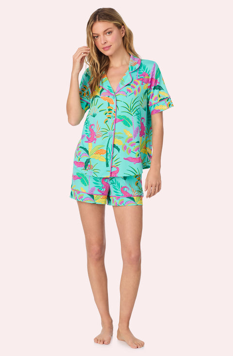 A lady wearing Sienna Short Knit Pj Set In Crocodile Cove