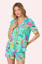 A lady wearing Sienna Short Knit Pj Set In Crocodile Cove
