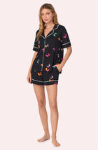 A lady wearing Sienna Short Knit Pj Set In Midnight Butterfly