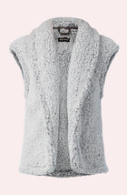 A Tessa Sherpa Vest In Frosted Slate ghost mannequin picture displayed
