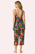 A Lady Wearing Fiona Knit Pj Set In Wild Garden Back View