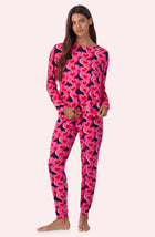 A lady wearing Lorena Long Knit Pj Set In In A Heartbeat
