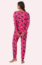 A lady wearing Lorena Long Knit Pj Set In In A Heartbeat