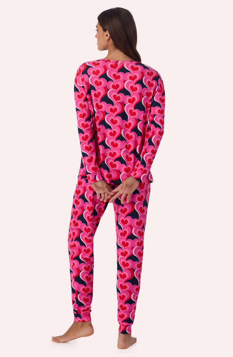 A lady wearing Lorena Long Knit Pj Set In In A Heartbeat