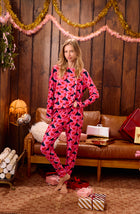 A lady wearing Lorena Long Knit Pj Set In In A Heartbeat
