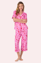 A lady wearing Sienna Cropped Knit Pj Set In Cowgirl Cutie