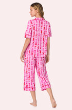 A lady wearing Sienna Cropped Knit Pj Set In Cowgirl Cutie