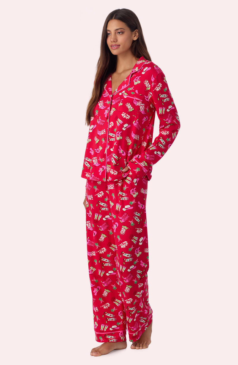 A lady wearing Charlotte Knit Pj Set In Festive Rodeo