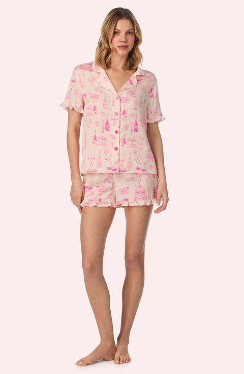 Nia Short Woven Pj Set In Bridal Babe