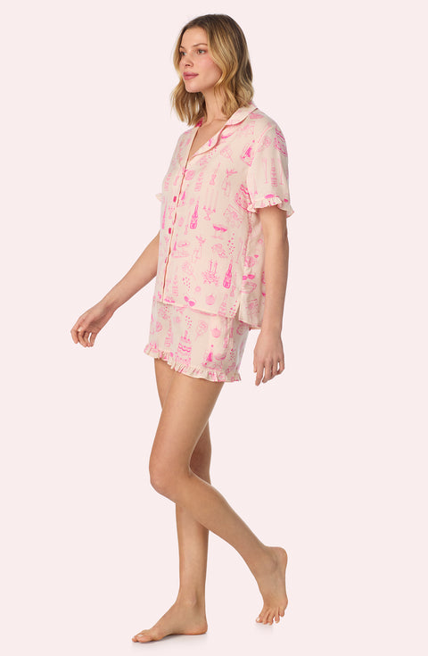 Nia Short Woven Pj Set In Bridal Babe