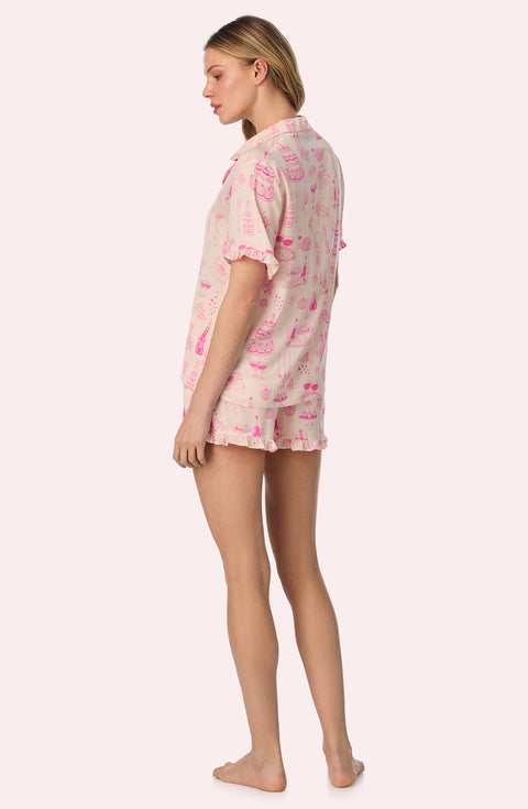 Nia Short Woven Pj Set In Bridal Babe