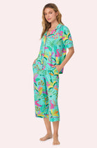 A lady wearing Sienna Cropped Knit Pj Set In Crocodile Cove