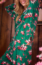 A lady wearing Charlotte Knit Pj Set In Jingle Bell Jive
