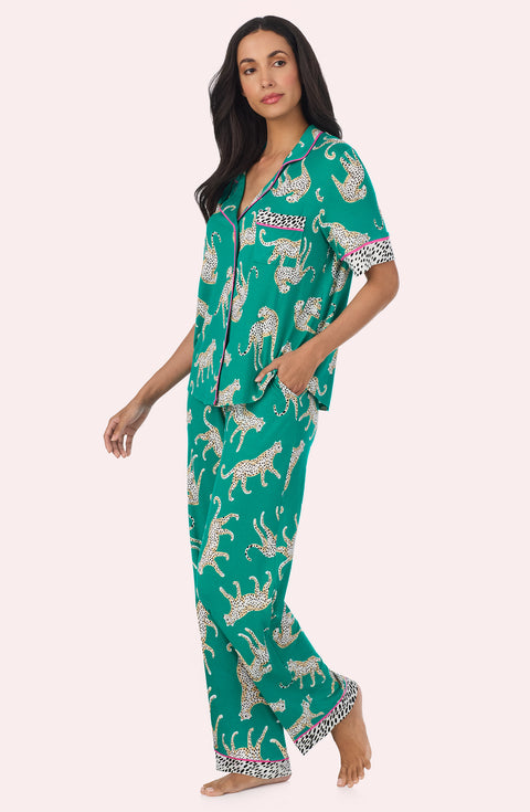 Dakota Long Knit Pj Set In Safari Spots