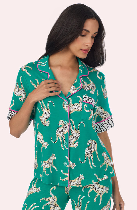 Dakota Long Knit Pj Set In Safari Spots