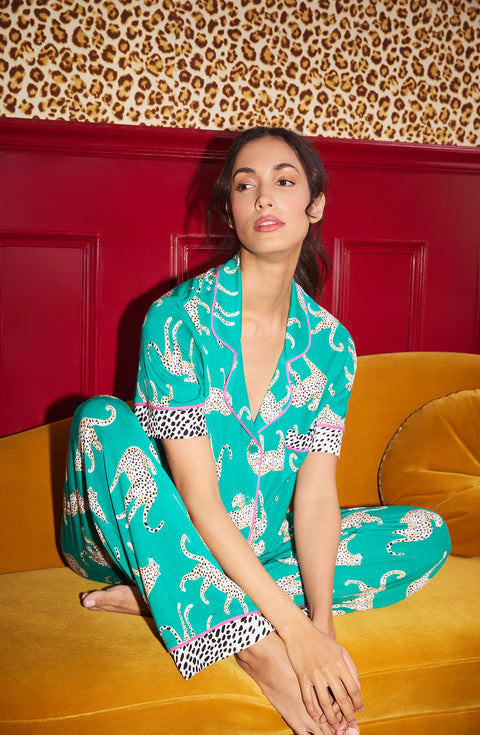 Dakota Long Knit Pj Set In Safari Spots