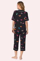 A lady wearing Sienna Cropped Knit Pj Set In Midnight Butterfly