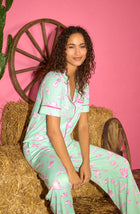 A lady wearing Arizona Long Knit Pj Set In Country Girl