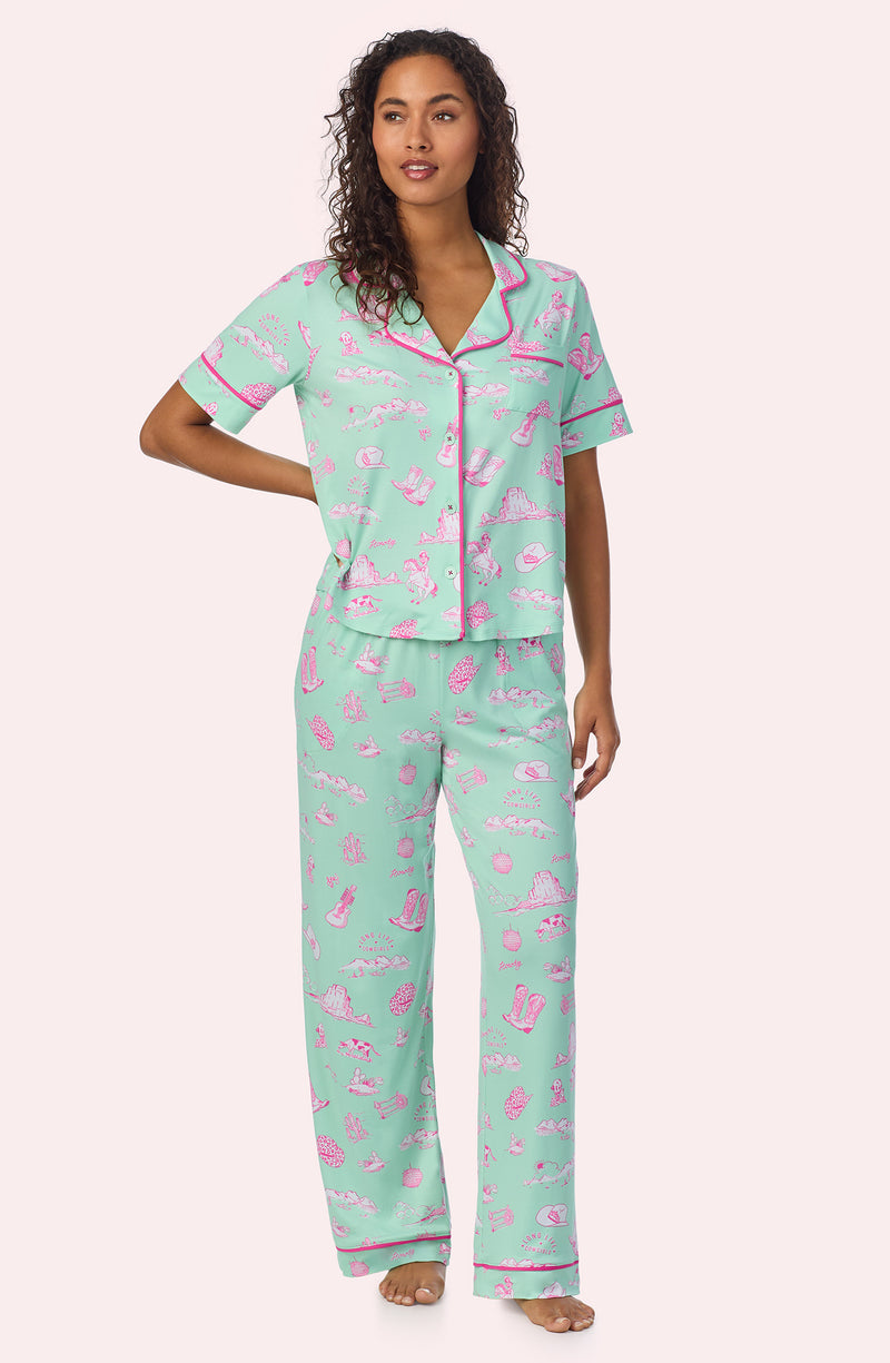 A lady wearing Arizona Long Knit Pj Set In Country Girl