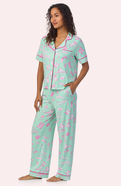 A lady wearing Arizona Long Knit Pj Set In Country Girl