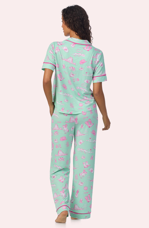 A lady wearing Arizona Long Knit Pj Set In Country Girl