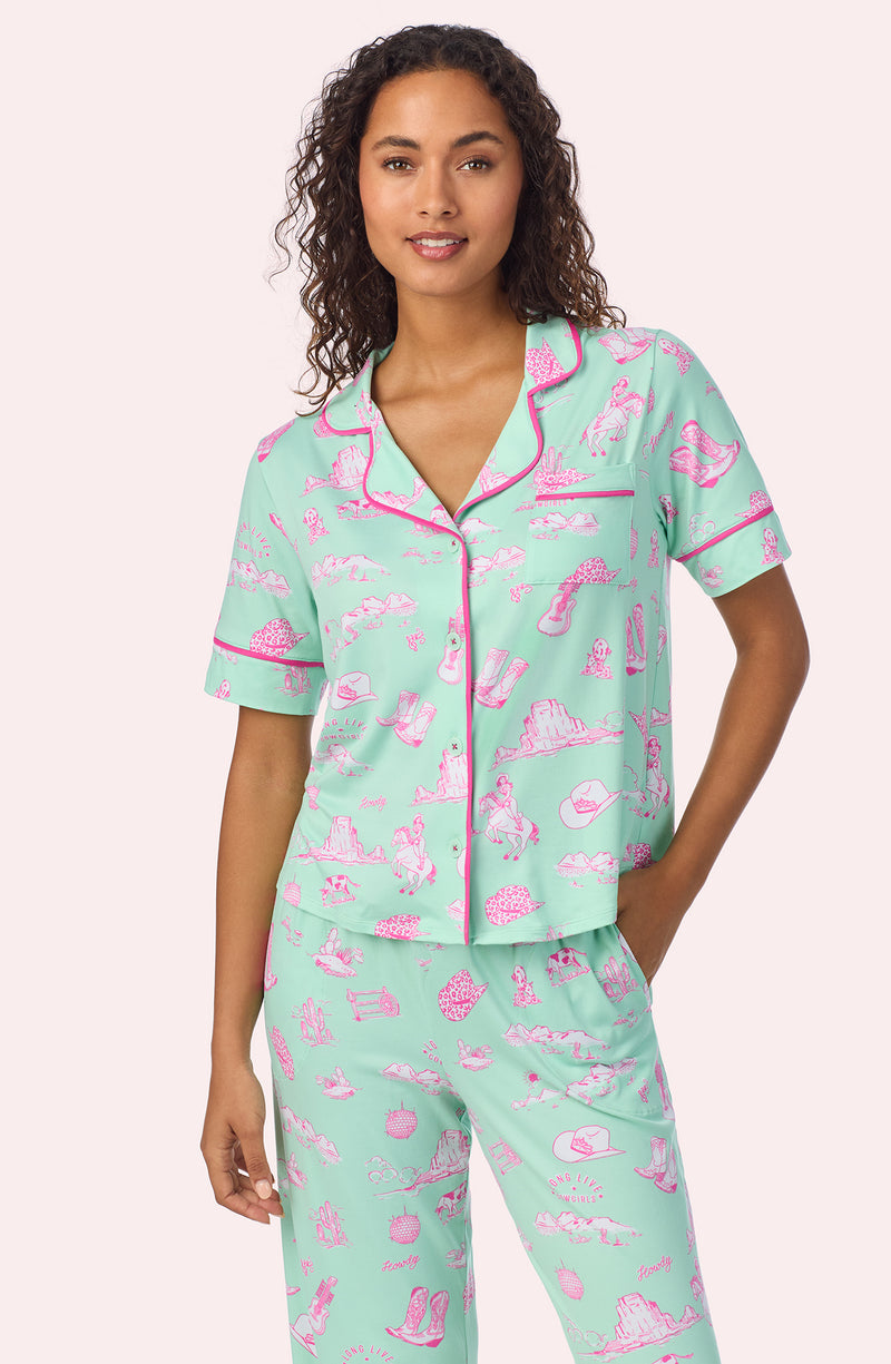 A lady wearing Arizona Long Knit Pj Set In Country Girl
